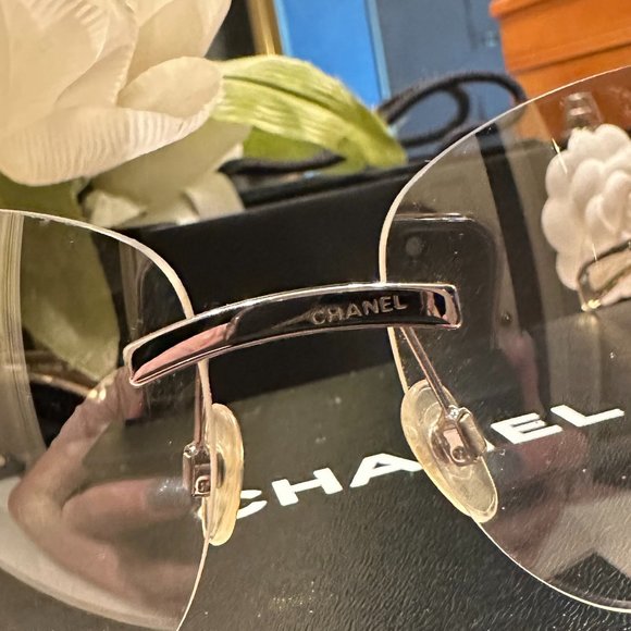 Chanel Double CC Rare, Vintage Silver Sunglasses RImless - Picture 2 of 10